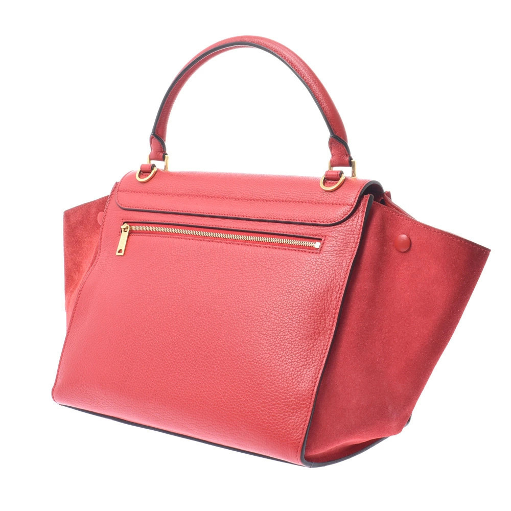 Celine Trapeze Suede Red Handbag Calfskin Bag
